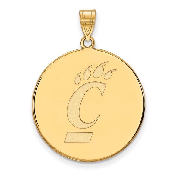 14k Yellow Gold U of Cincinnati XL Logo Disc Pendant